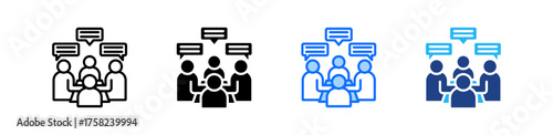 Staff Meeting Icon Set Multiple Style Collection