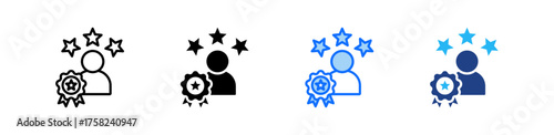 Staff Recognition Icon Set Multiple Style Collection