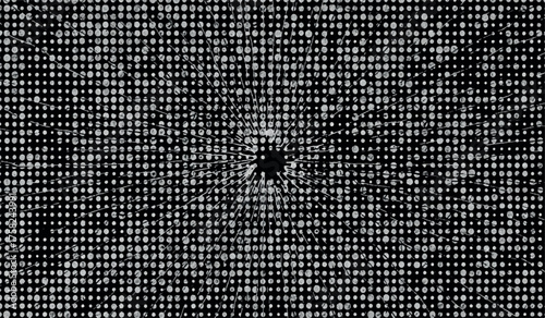 Abstract matrix background with a hole digital technology concept black and white
