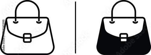 Dual Tone Handbag Silhouette: This image features two stylized handbags, one in a crisp black and white contour and the other in a black silhouette, showcasing fashion aesthetics.