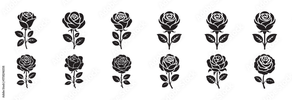 Naklejka premium Elegant Vector Roses for Logo and Pattern Design