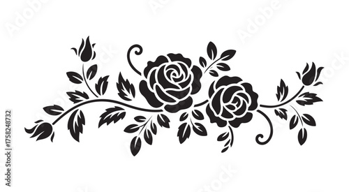Rose Silhouette Corner Pattern for Graphic Design