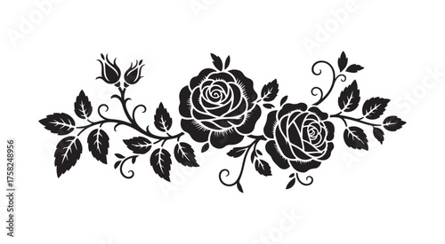 Corner Frame with Roses and Leaves Vector Design