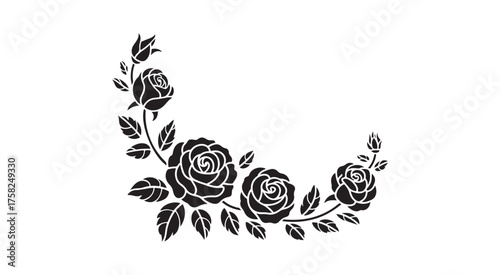 Elegant Rose Garland Corner Decoration Vector