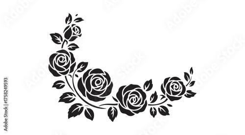 Vintage Floral Corner Ornament – Black Roses