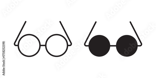 Glasses Round Icon. symbol for mobile concept and web design. Vector illustration with stroke and fill on a white background.