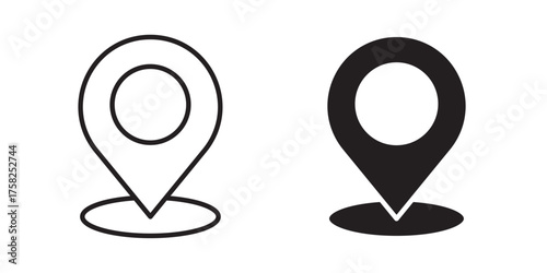 Pin map icon. Vector illustration with stroke and fill on a white background.