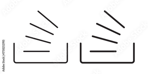 Stack overflow icon. of office folder with stack of documents and papers. Vector illustration with stroke and fill on a white background.