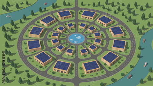 Sustainable living community with solar panels offers a greener and eco-friendly lifestyle