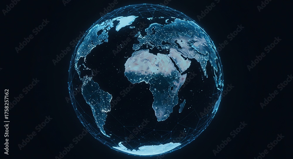 custom made wallpaper toronto digitalDigital Earth Globe Showing Night Lights and Network Connectivity