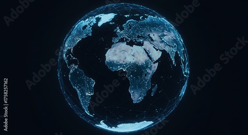 Wallpaper Mural Digital Earth Globe Showing Night Lights and Network Connectivity Torontodigital.ca