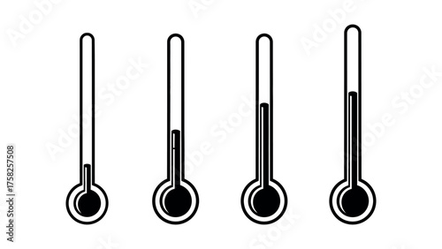 Four Thermometers Showing Different Temperature Levels