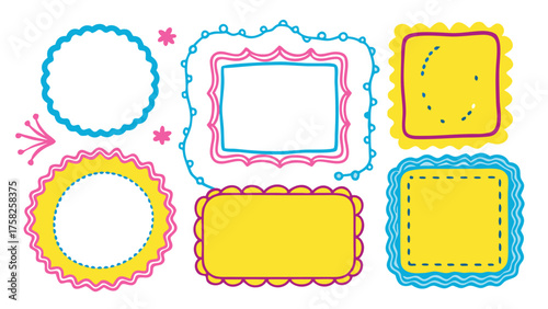 Multiple blue and white frames with elegant borders, showcasing a cohesive and stylish arrangement..eps