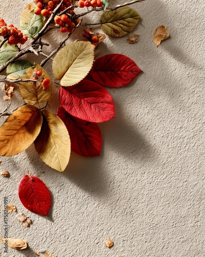 Cozy fall planner with Autumn leaves background with warm autumn leaves texture and cozy autumn leaves design for advertising space