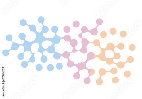 Fluid abstract pattern with interconnected rounded shapes in a pastel blue pink and orange gradient.