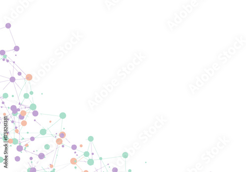 Abstract geometric plexus design with interconnected pastel nodes and thin lines.