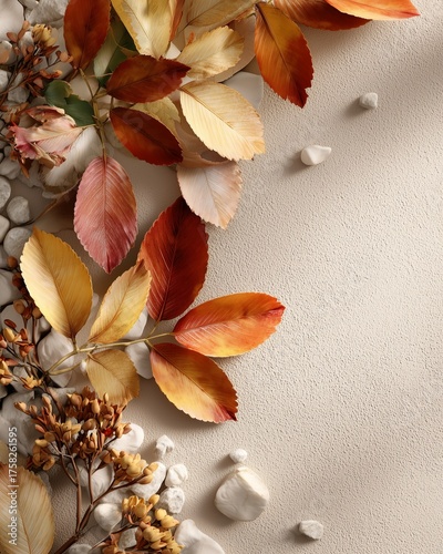 Cozy fall planner with Autumn leaves background with warm autumn leaves texture and cozy autumn leaves design for advertising space