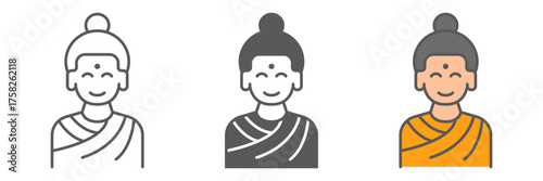 Buddha line icon, meditation and buddhism, meditating person sign, vector graphics, a linear pattern on a white background. editable stroke