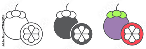 Mangosteen icon, food and vitamin, fruit sign, vector graphics, a linear pattern on a white background. editable stroke