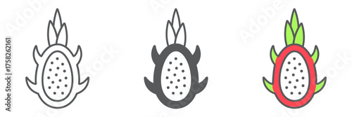 Dragon fruit icon, fruits and tropical, exotic food sign, vector graphics, a linear pattern on a white background. editable stroke