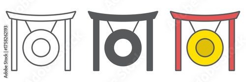 Gong icon, asia and music, musical instrument sign, vector graphics, a linear pattern on a white background. editable stroke