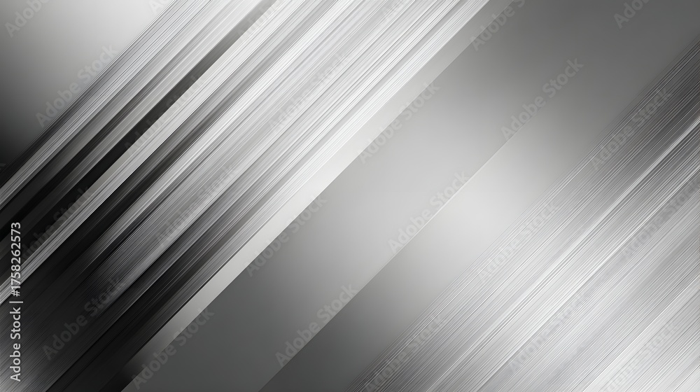 Obraz premium Abstract metallic gray background with diagonal light lines and gradient shades