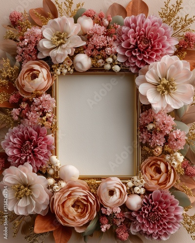 Seasonal memo with Autumn foliage frame with pastel autumn foliage background and minimal autumn foliage space for planner design, floral Autumn frame.