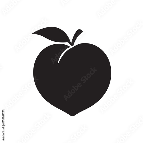  Peach fruit Silhouette vector 