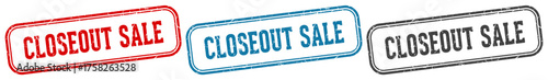 closeout sale stamp. closeout sale rectangular stamp set isolated on white background