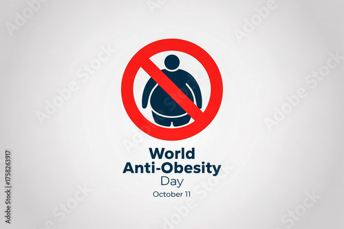 World anti-obesity day graphic with red prohibition symbol over silhouette of overweight person
