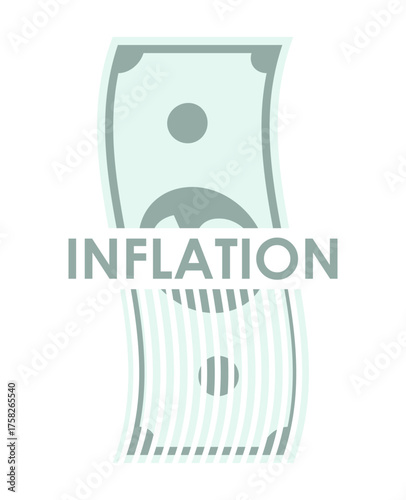 American dollar bill is cut into unnecessary paper strips by a paper shredder. Losses from high inflation and devaluation. Cartoon vector isolated on white background