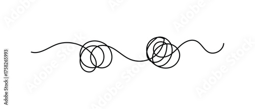 messy clew line connected icon, one line continous messy clew confusions line icon.