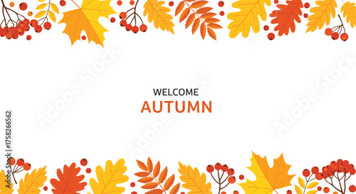 Welcome to autumn with falling leaves and berries.
