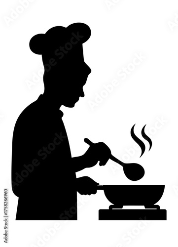 Chef Silhouette of a person cooking representing culture and culinary art.