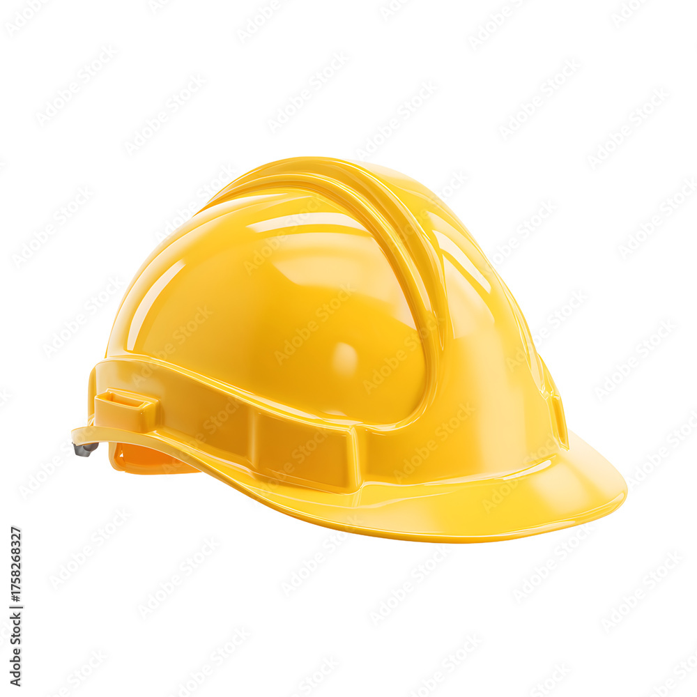 Fototapeta premium Yellow hard hat isolated on white safety equipment for construction industrial worker protection