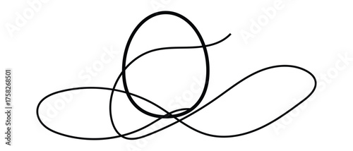 one line continous egg icon hand drawn.