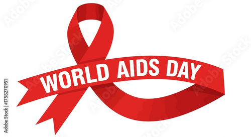 Vibrant red ribbon emblem symbolizing global health awareness, community support, and the collective fight against pervasive diseases