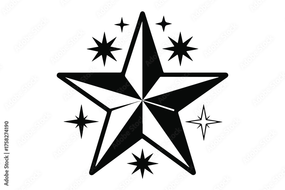 Fototapeta premium Gold Star Emblem Badge Vector Icon