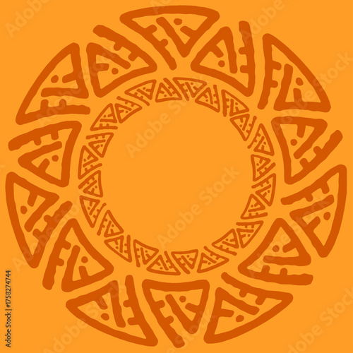 Ethnic round frame, logo te...