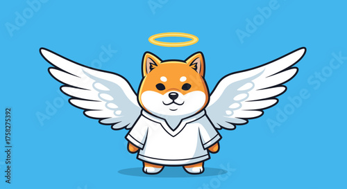 Shiba Inu dog angel with transparent background