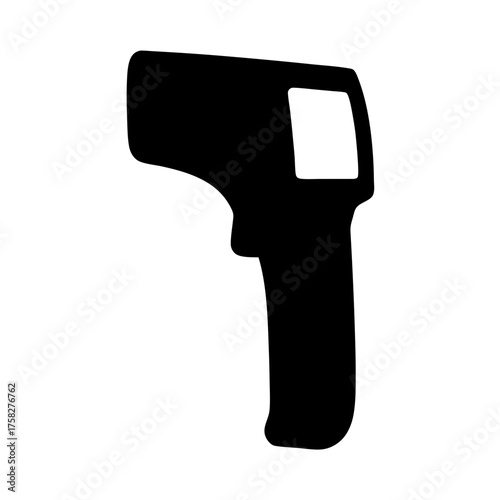 Silhouette of an Infrared Thermometer Gun Isolated on a White Background