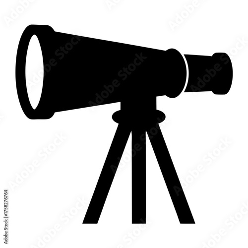 Silhouette of a Telescope on Tripod for Astronomy, Observation, and Exploration