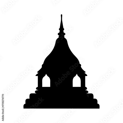 Silhouette of Traditional Thai Architecture, Temple Structure, Symbol of Thai Culture