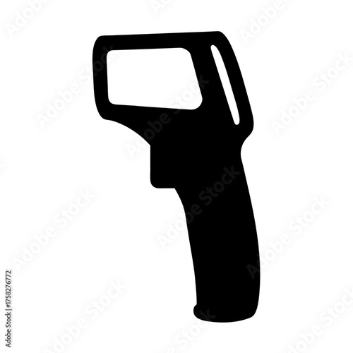 Black silhouette illustration of a non contact infrared thermometer gun device
