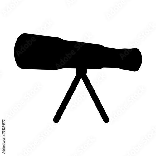 Black silhouette illustration of a spotting scope telescope on a tripod stand