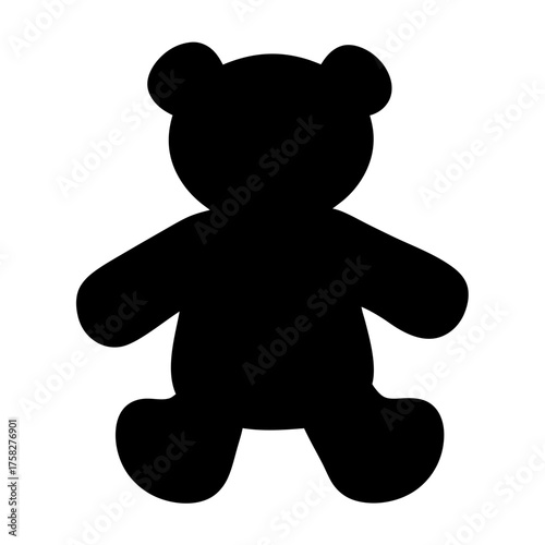 Stylized black silhouette of a teddy bear, on a simple white background