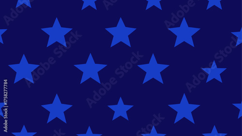Seamless pattern of blue stars on a dark blue background