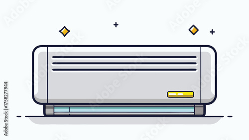 Vector illustration of an air conditioner icon, featuring a simple design with cooling fins and a fan symbol..eps