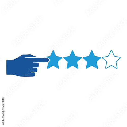 Vector art of hand pointing to three star rating