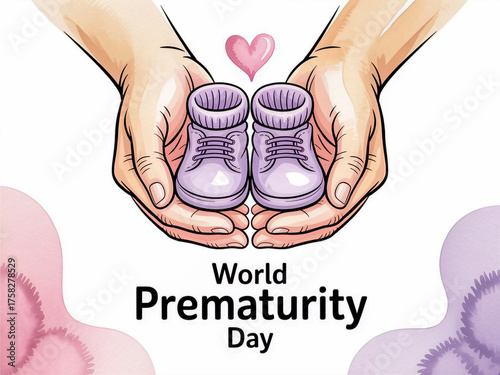 World prematurity day hands gently holding tiny baby shoes symbolizing hope